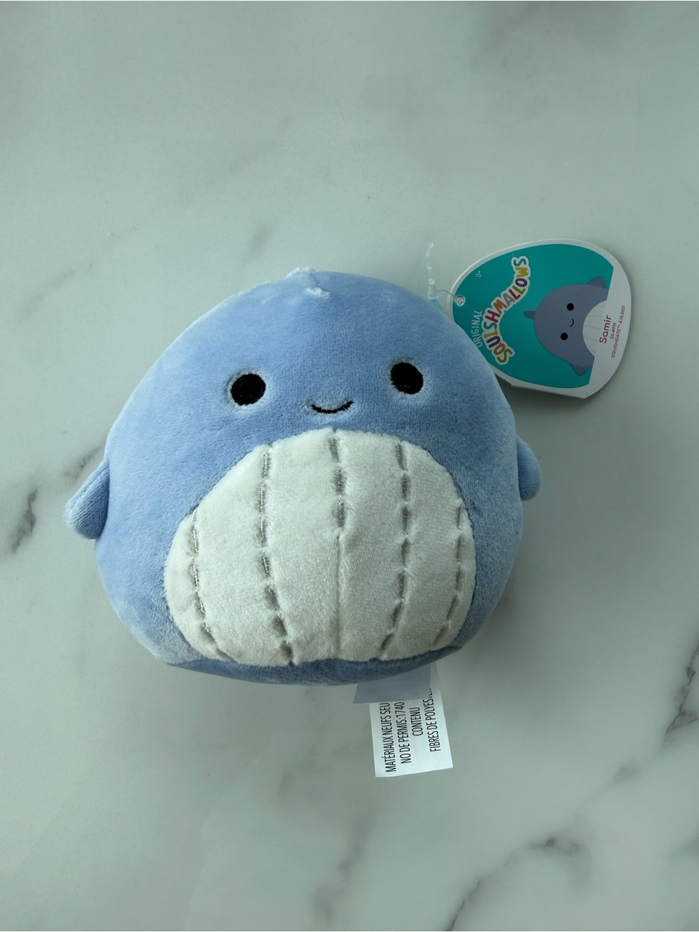 Squishmallows 5” Samir Blue and White Whale Plush